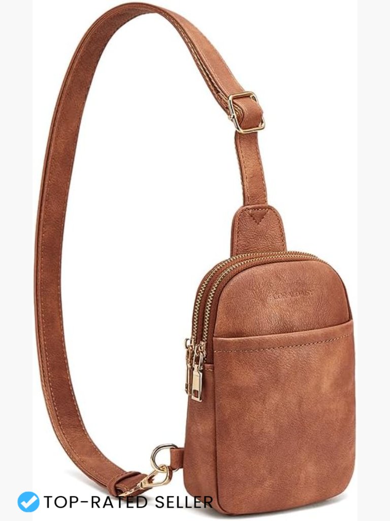 Crossbody Sling Bag Belt Pack Adjustable Strap Zip Pockets Travel Purse Solid